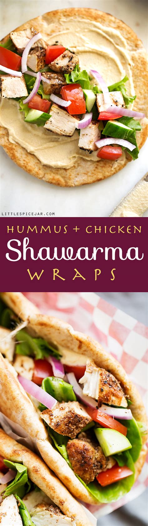 Grilled chicken shawarma is an amazing dish of middle eastern flavors that comes together super quick, smells divine and disappears from plates in seconds. Hummus Chicken Shawarma Wraps Recipe | Little Spice Jar