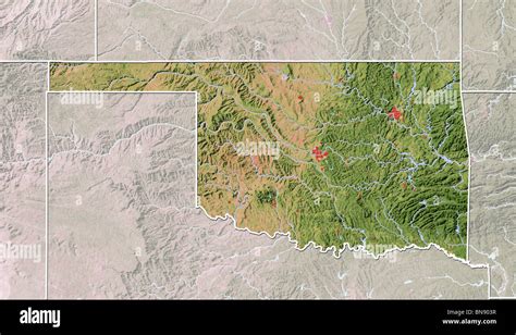 Oklahoma Shaded Relief Map Stock Photo Alamy