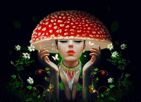Poisonous Gorgeous Minidem Mushroom Frumusete Black Girl Hand