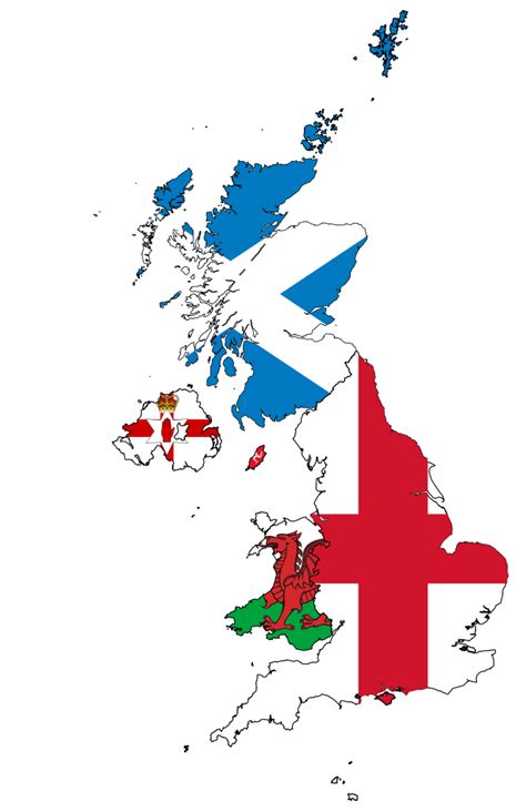 The national flag of the united kingdom (union jack) features a blue background with the centered red cross edged in white; File:Flag-map of the United Kingdom (subdivisions).svg ...