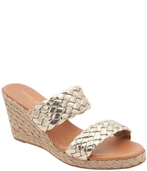 Andre Assous Aria Woven Leather Espadrille Wedge Slides Dillards