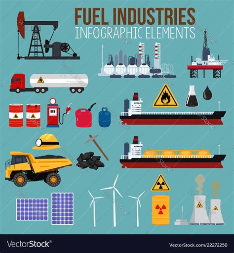 Oil And Fuel Industry Infographics Elements Vector Image
