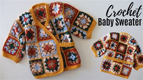 How To Crochet A Granny Square Baby Sweater Cardigan YouTube