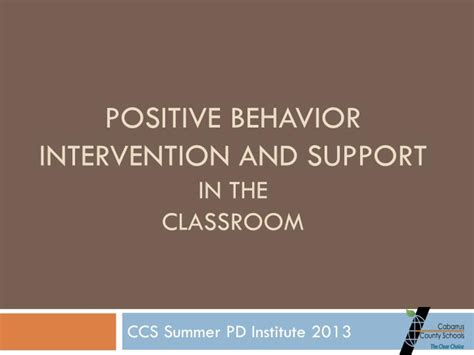 Ppt Positive Behavior Intervention And Support In The Classroom