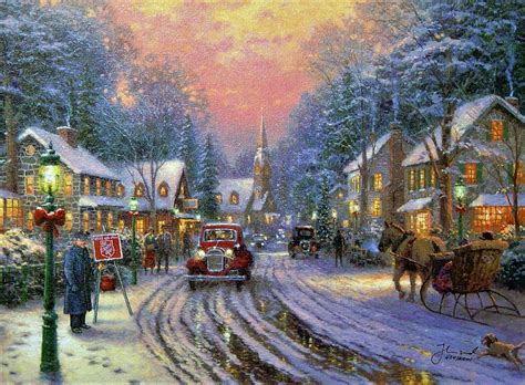 Christmas Painting By Thomas Kinkade Holiday Christmas Painting