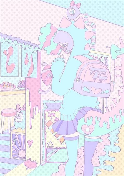 Aesthetic Anime Style Doodle Kawaii Pastel Cute Wallpaper Background