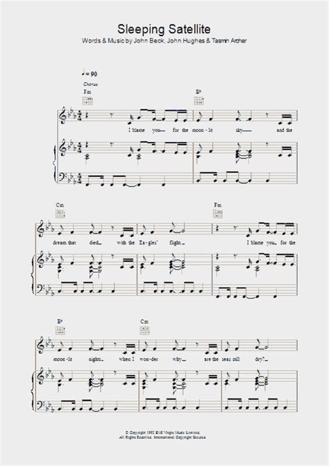 Sleeping Satellite Piano Sheet Music Onlinepianist