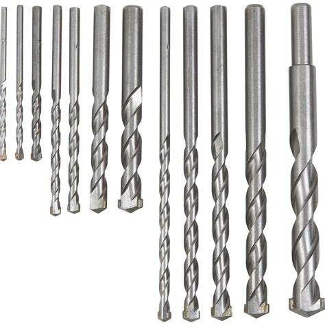 Klutch 12 Pc Masonry Drill Bit Set Concrete Glass Tile Bits