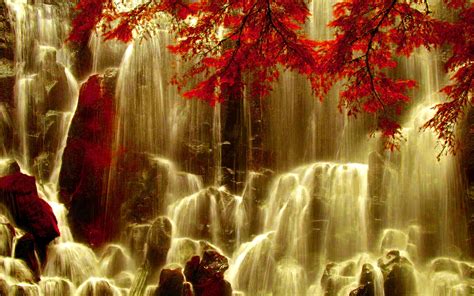 Autumn Cascading Waterfall