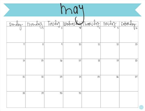 Printable Monthly Calendar May Printable World Holiday