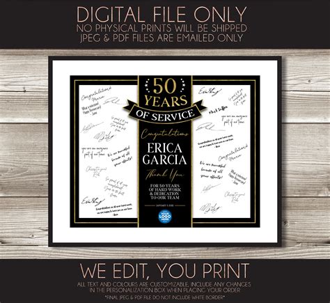 50th Work Anniversary Signatures 50 Years Work Guest Book Etsy Canada