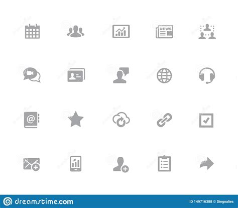 Business Network Icons 32 Pixels Icons White Series Stock Vector