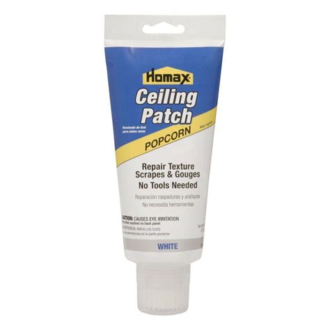 A popcorn ceiling damaged by unsightly stains or cracks can be patched, but obtaining an exact match of the original texture and ceiling color can be challenging. Homax 7.5 oz. Popcorn Ceiling Patch-5225-06 - The Home Depot