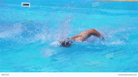 Man Is Swimming In The Pool Slow Motion Stock Video Footage 8921531