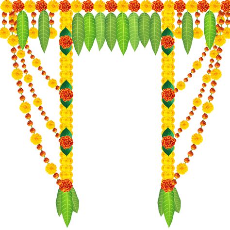 Marigold Flower Toran Png : Wedding invitation color , toran, two png image
