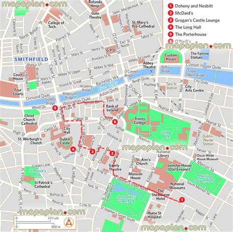 Dublin Map Pub Crawl Map Showing The Most Iconic Pubs And Bars