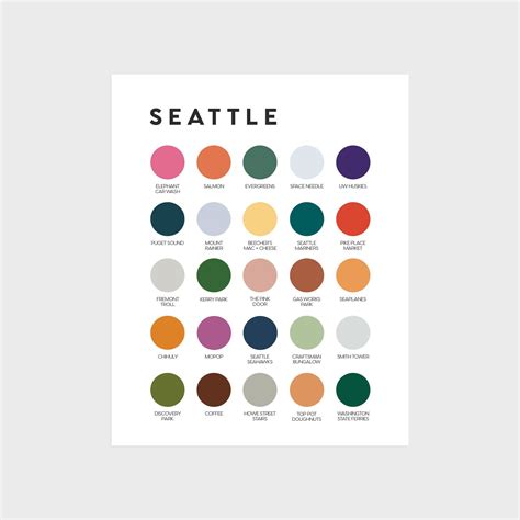 Seattle Color Palette Print Color Palette Palette Color