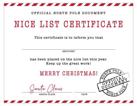 Pdf printable letter to santa. Free Printable Nice List Certificate | Signed by Santa