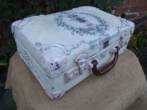 Vintage Hard Case Suitcaseup Cycled Luggageembellished Etsy Hard