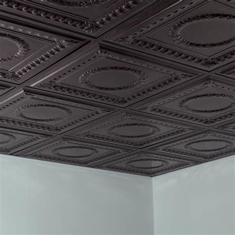 2×2 ceiling tiles made of ordinary foam. Fasade Ceiling Tile-2x2 Suspended-Rosette in Smoked Pewter ...