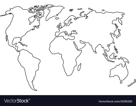 World Map Black Contour Curves Of Royalty Free Vector Image