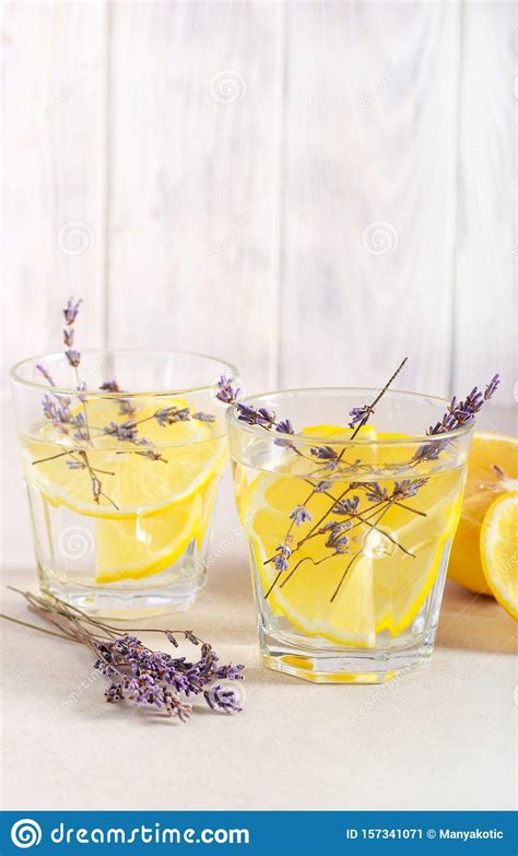 Refreshing Lavender And Lemon Drink Stock Image Image Of Copyspace