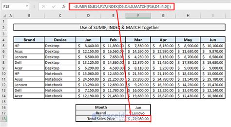 Sum With Index Match Functions Under Multiple Criteria In Excel