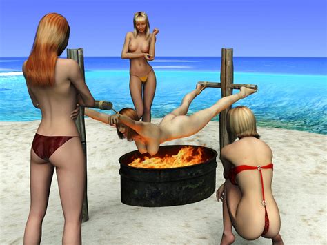 Rule 34 3d 4girls Barbecue Beach Bikini Blonde Hair Breasts Brown