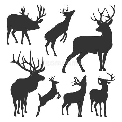 Collection Of Silhouette Deers Vector Logo Wildlife Wild Deer Stock