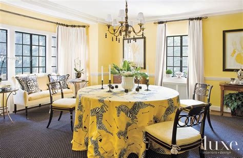 Eclectic Yellow Dining Room Luxe Interiors Design