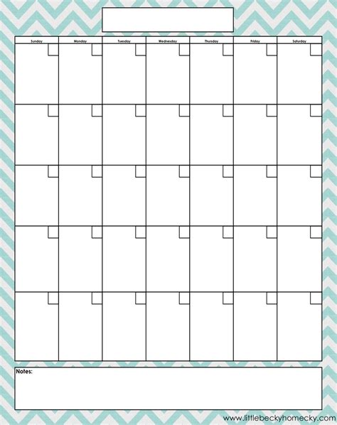 Full Size Printable Monthly Calendars
