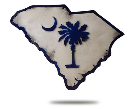 South Carolina State Emblem 3d Vintage Metal Artwork Hex