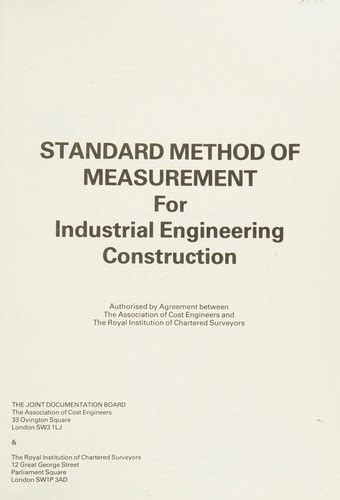 Standard Method Of Measurement For Industrial Engineering Construction