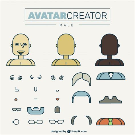 Male Avatar Creator In Flat Design Free Vectors Ui Download