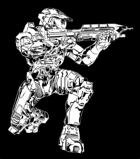 Master Chief Black And White By Ravenglass On Deviantart