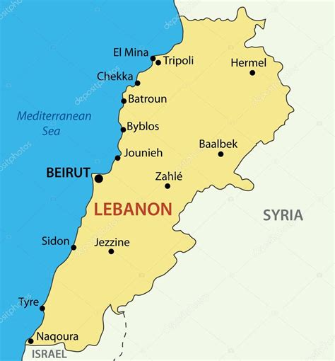 Lebanese Republic Lebanon Vector Map Stock Vector Image By