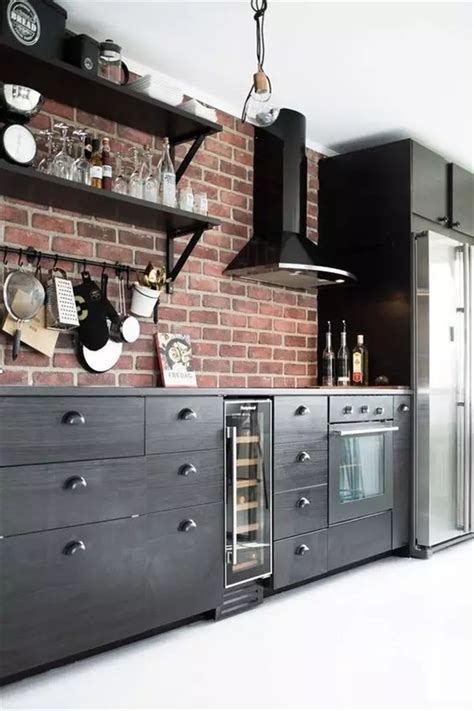 20 Modern Exposed Brick Wall Kitchen Interior Designs