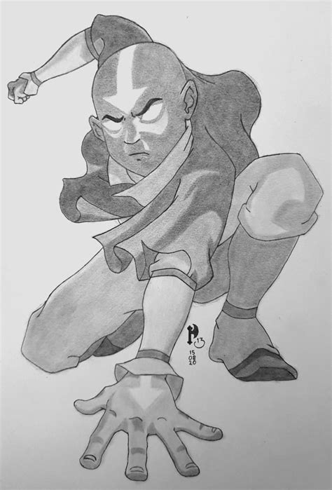Pencil Drawing Of Aang In The Avatar State 9gag
