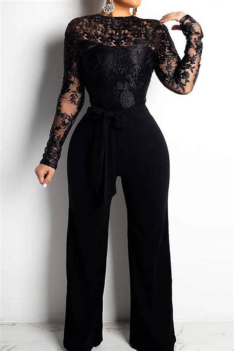 Xpluswear Plus Size Semi Formal See Through Lace Long Sleeve Black