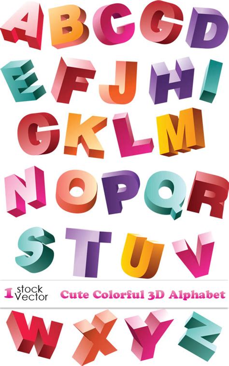 Cute Colorful 3d Alphabet Vector Free Vectors