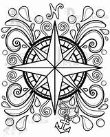 Coloring Compass Printable Geometric Adult Instant sketch template