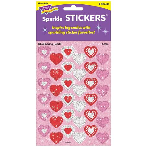 Trend Shimmering Hearts Sparkle Stickers 72 Ct T 6306