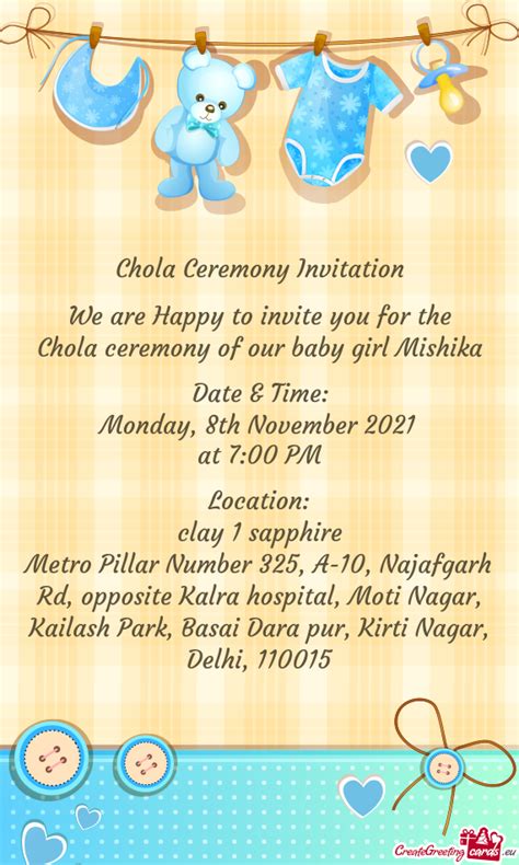 Chola Ceremony Of Our Baby Girl Mishika Free Cards