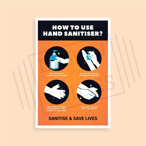 Hand Sanitizer Sign Poster For Proper Hand Wash Signage