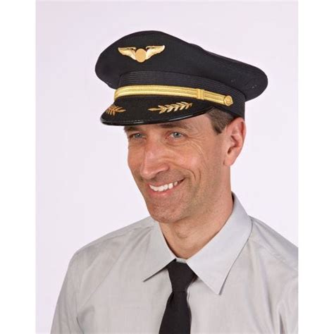 Dress Up America Pilot Hat Black Airline Captain Cap Pilot Costume