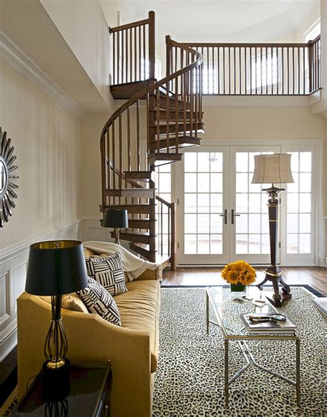 Awesome Living Room With Spiral Staircase Design Ideas To Inspire You