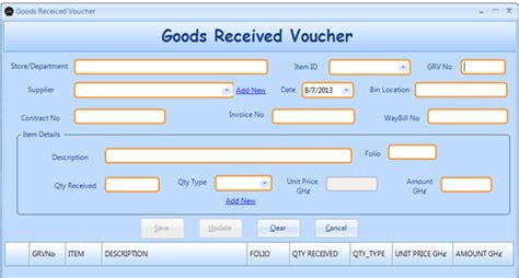 Item received in good condition. 0 Entry form for Goods Received Voucher | Download ...