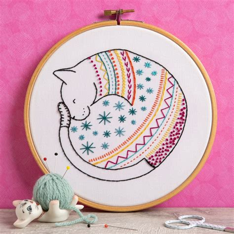Cat Embroidery Kit Hawthorn Handmade