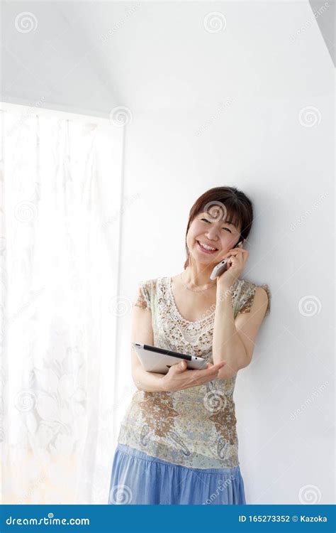 A Stylish Japanese Middle Aged Woman Stock Photo Image Of Fresh