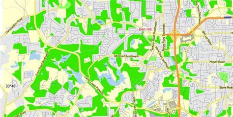 Atlanta Georgia Us Map Vector Exact City Plan Scale 162469 Full